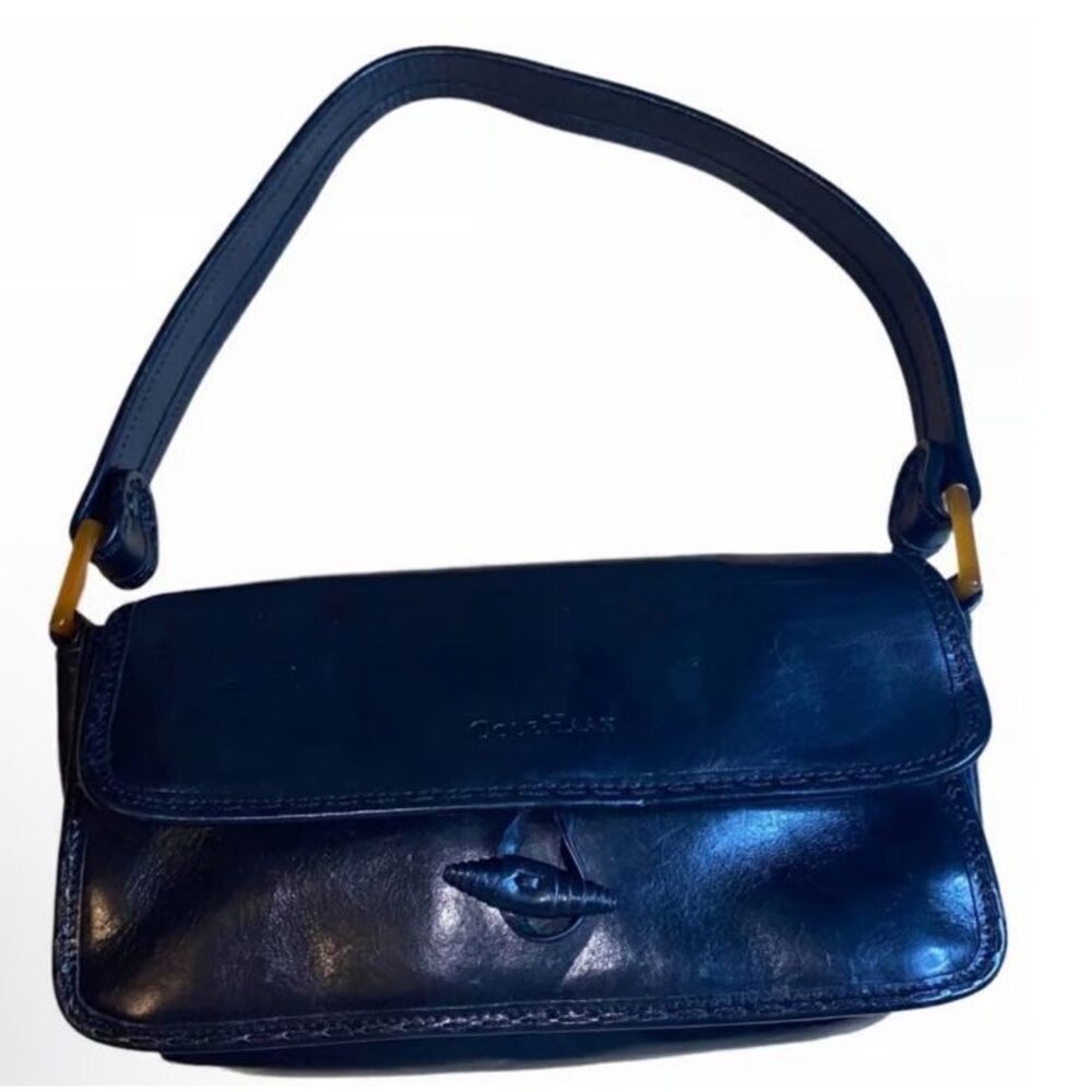 Cole Haan Black Leather Shoulder Hobo Bag Small/Medium Trendy Classic Designer